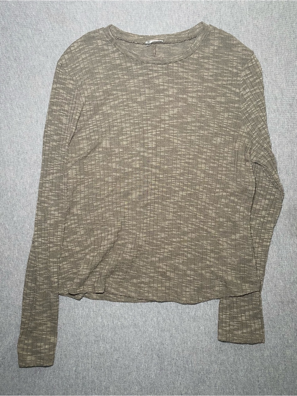 Free People Intimately FP Olive Ribbed Knit Long Sleeve Lay­er­ing Top